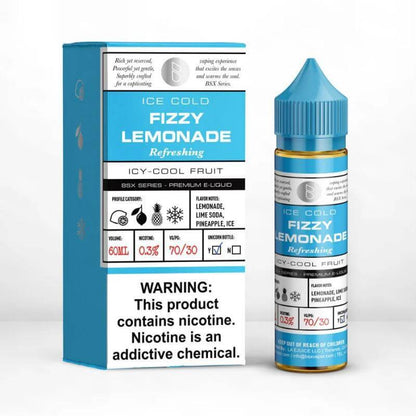 BSX Series 60ml Ice Cold Fizzy Lemonade e-liquid bottle and box, featuring refreshing icy-cool fruit flavor.