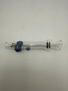 Home blown glass colored accented slider in blunt size with blue accents, handcrafted in the USA.