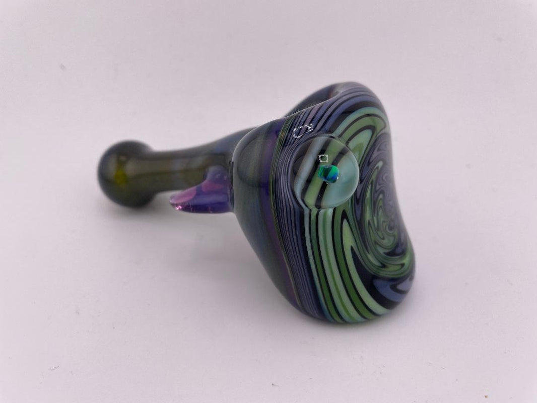 Highgrade Glass Dry Pipe - Full Color w/ Reversal Wig Wag Cap & Opal Encasement