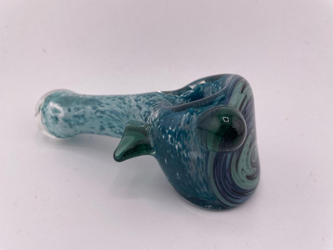 Highgrade Glass Dry Pipe -Multi Colored Frit w/ Reversal Wig Wag Cap