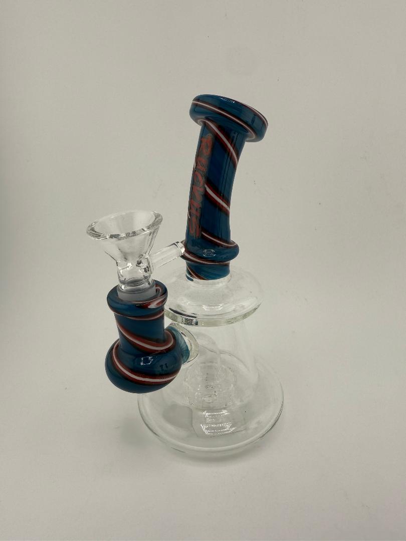 Ruckus Glass Swirl Bent Neck Banger Hanger Rig 14mm 90°