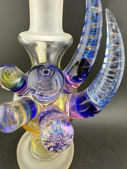 Brando Glass Fumed Dichro Owl Ball Rig w/ Dischro Horns & Marble Attachments  10mm 45°
