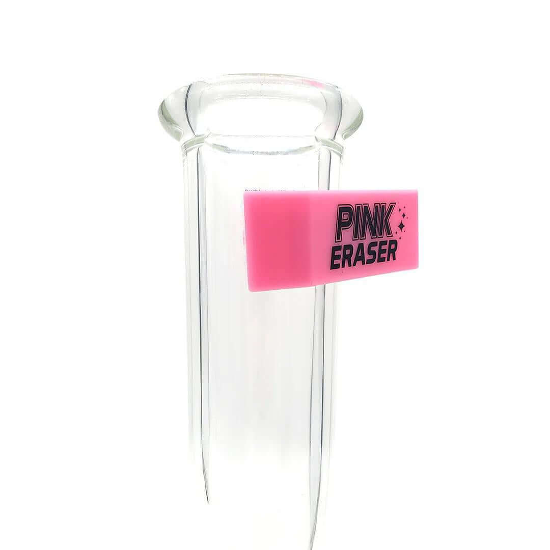 Pink Formula Pink Eraser Scrubber on glass cleaning tool for perfect glass shine and easy cleaning of hard-to-reach areas.