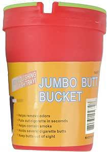 Colorful Jumbo Butt Bucket ash tray for smokers, keeps cigarette butts hidden and removes odors.