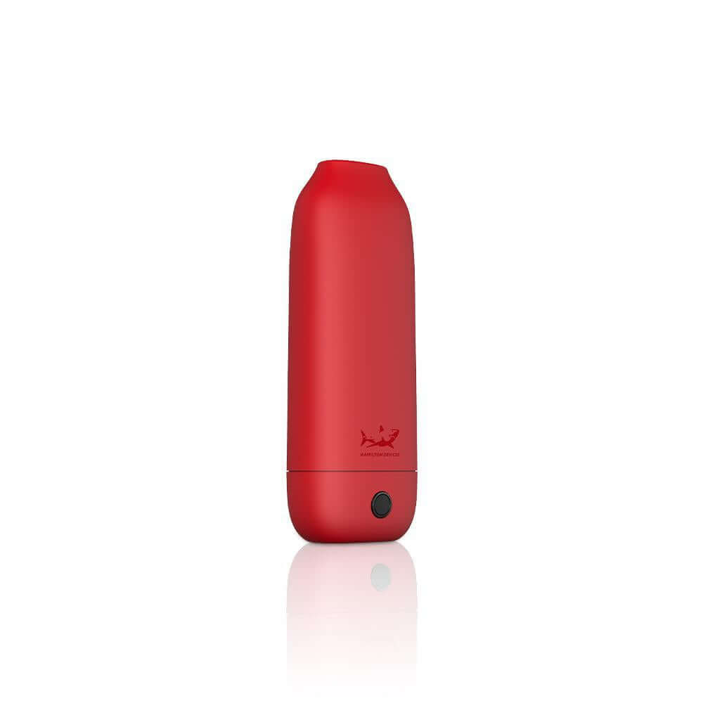 Cloak V2 red vape device with three voltage settings and wax coil for vaping concentrates.