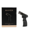 Maven Model K Butane Torch next to its box, showcasing a sleek windproof design for precision and high-heat tasks.