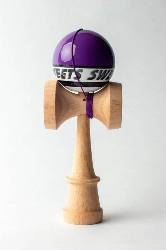 Sweets Kendama Starter in purple and white, designed for beginners with an Amped shape for easy play.