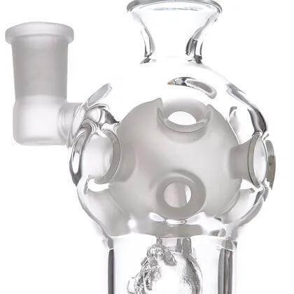 Close-up of Bear Quartz Globe Kit's glass dab rig showcasing unique bubble design and high-quality craftsmanship.