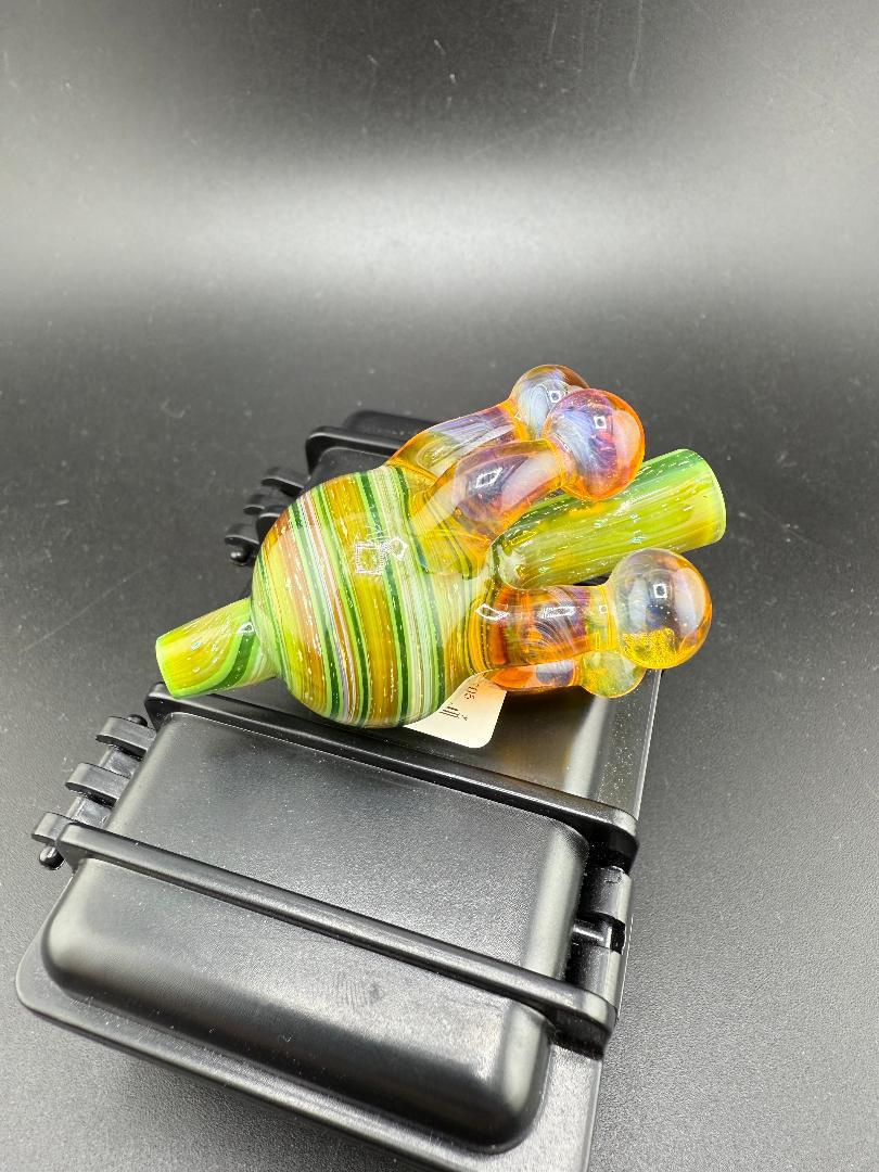 Mr. Gray Glass Bubble Cap - Handcrafted colorful carb cap for optimal vapor efficiency and airflow control.