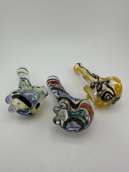 Crondo Glass Dry Pipe - Clear w/ Colored Squiggle