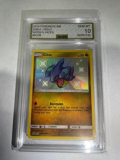 Pokémon TCG | 2019 Gible SV38/SV94 | Hidden Fates Shiny Vault | AGS Gem Mint 10 | Cert #00767132