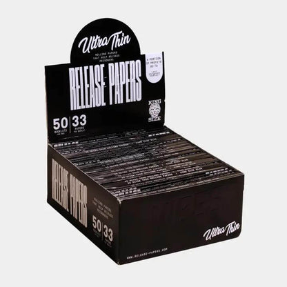 Vibes Release Papers King Size box displaying ultra-thin rolling papers for a clean smoking experience.