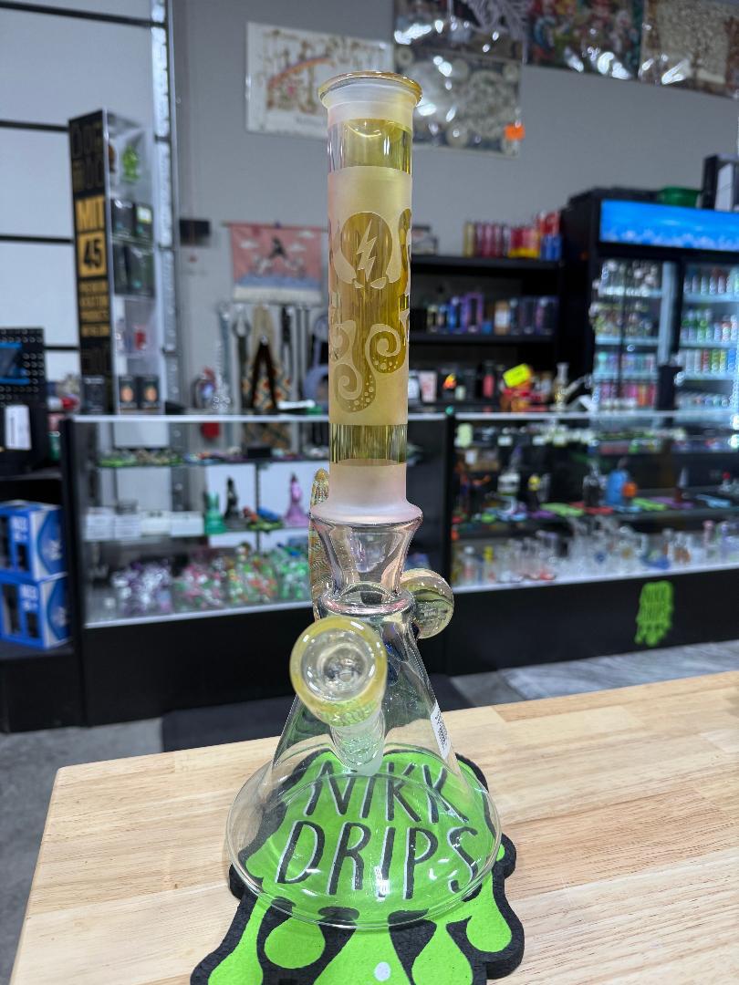 Brando Glass Flower Beaker - Sandblasted & Fumed Octopus 14mm 45°