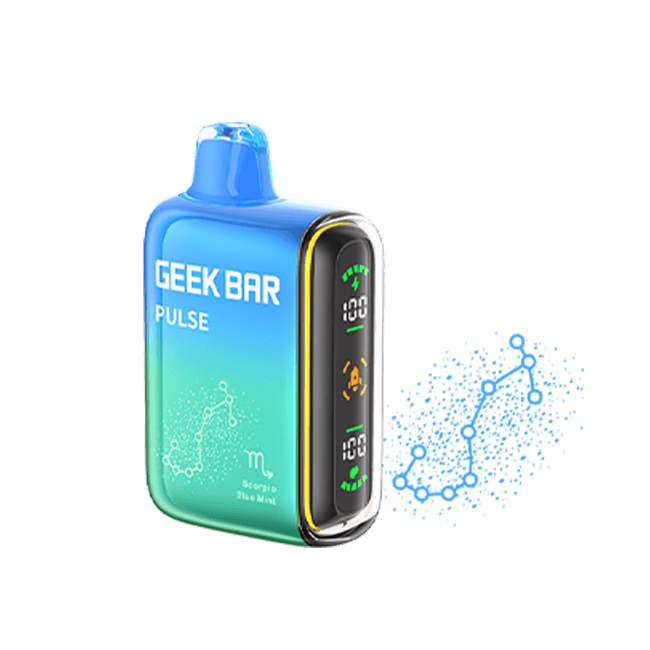 Geek Bar Pulse disposable vape device in Zodiac Edition, offering 15K puffs and 5% nicotine for a cosmic vaping experience.