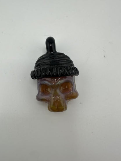 Tim Doane Glass Pendant / Necklace -  Beanie Skull