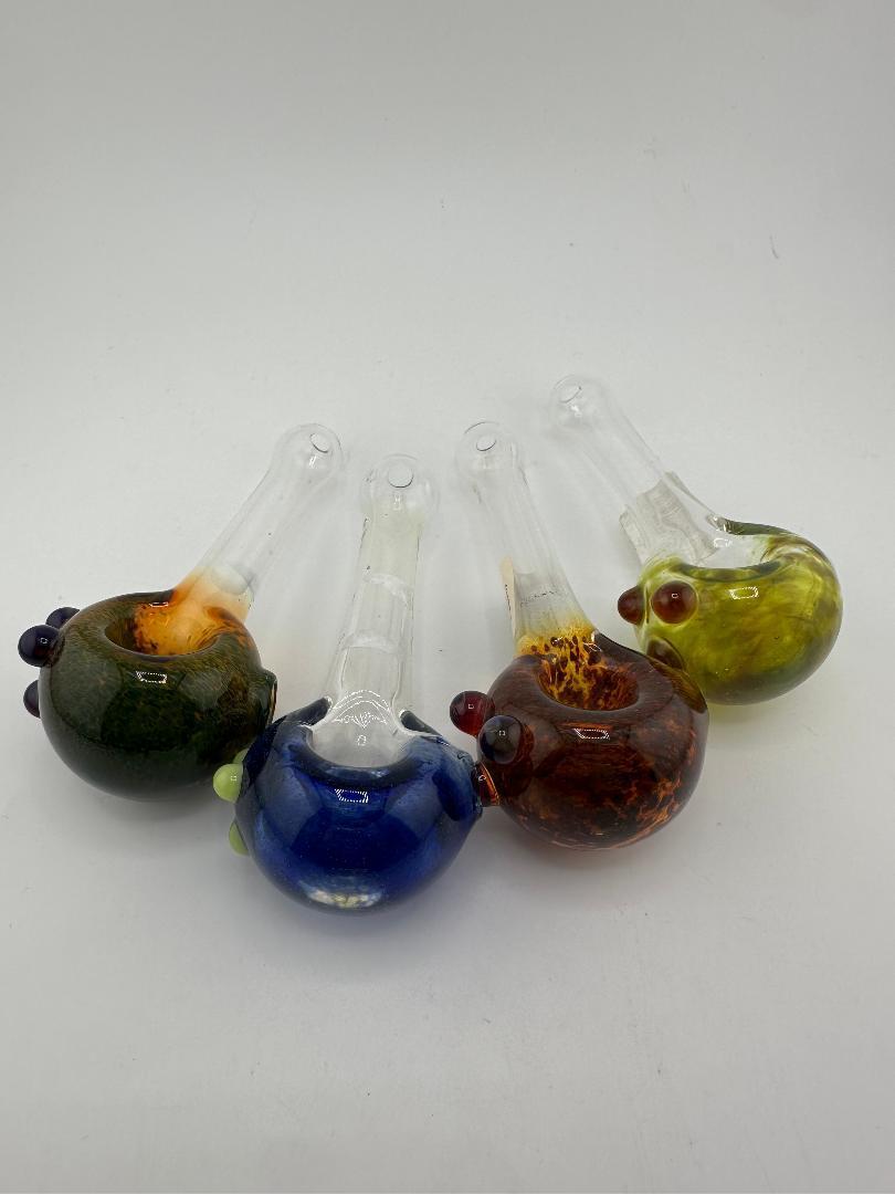 Crondo Glass Dry Pipe - Clear w/ Frit Colored Cap