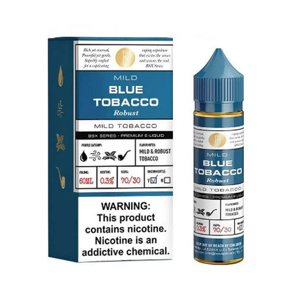 BSX Series 60ml Mild Blue Tobacco E-Liquid with robust flavor, designed for sub-ohm vaping, includes nicotine warning.