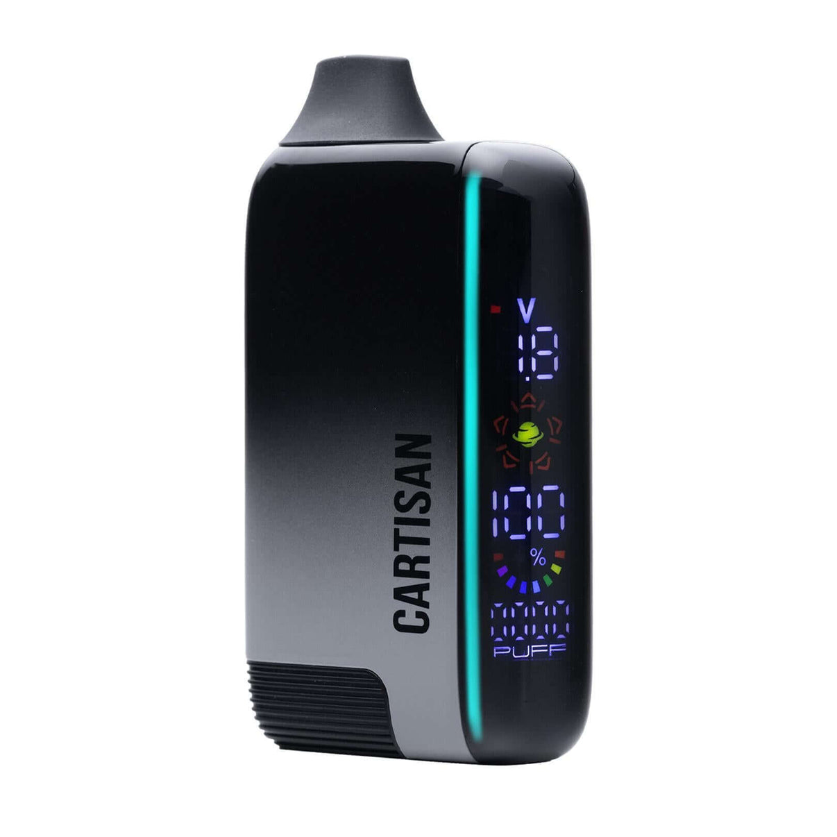 Cartisan Veil Bar Pro EVO vaporizer with digital display, adjustable voltage, and sleek design.