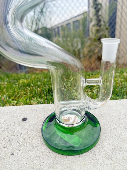 Fly Glass Curved Straight Tube with 14mm joint in dark green, showcasing its sleek design and durable glass construction.