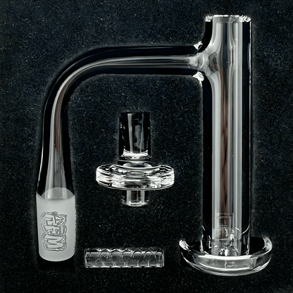 AFM Milky Way Quartz Dab Banger Set featuring a tower spinner banger, spaceship cap, and 30mm dish for enhanced dabbing.