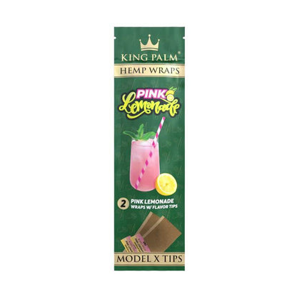 King Palm Pink Lemonade Hemp Wraps with Model X Tips - Bundle of 2 for a flavorful smoking experience.