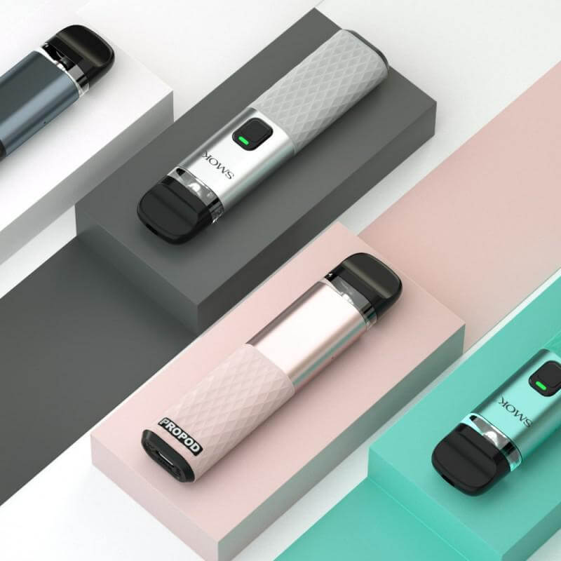 Smok Novo ProPod Kit showcasing elegant color options and unique design on stylish display bases.