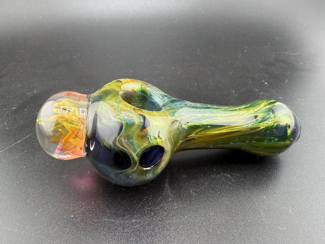 Mcdoogle Glass Mini Wig Wag Pipe, handcrafted glass pipe in vibrant colors, perfect for portable use or display.