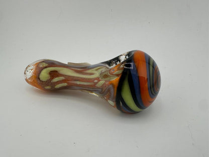 Phranq Glass Dry Pipe - Fully Worked Multi Colored Squiggle Wig Wag