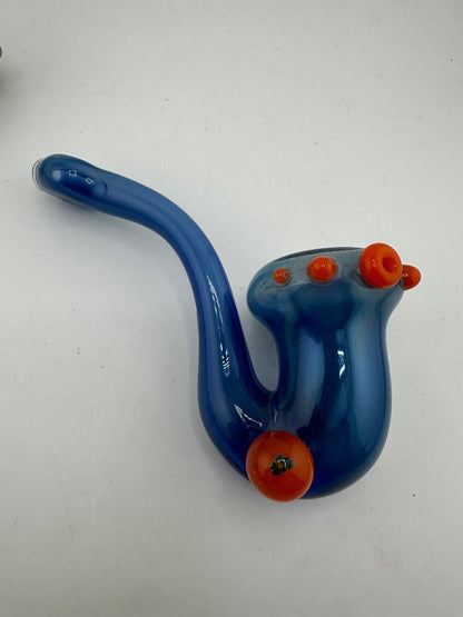 Pugsley Glass Sherlock Pipe – Fumed w/ Opal Encasements & Tactile Knobs