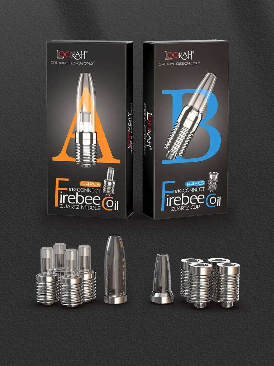 Lookah FIREBEE Quartz Tip Replacement coils in packaging for 510 Thread Type A and B quartz atomizer.