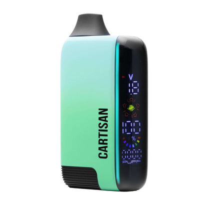 Veil Bar Pro EVO vaporizer with digital display, compatible with 510 tanks and wax atomizers, sleek design, green gradient finish.