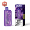 Lost Mary MT15000 Turbo disposable vape with grape apple flavor, featuring new flavor badge and warning label.