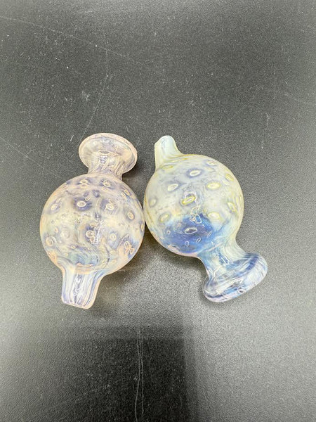 Fumed Bubble Trap Carb Cap set, featuring vibrant colors and unique bubble design for enhanced dabbing experience.