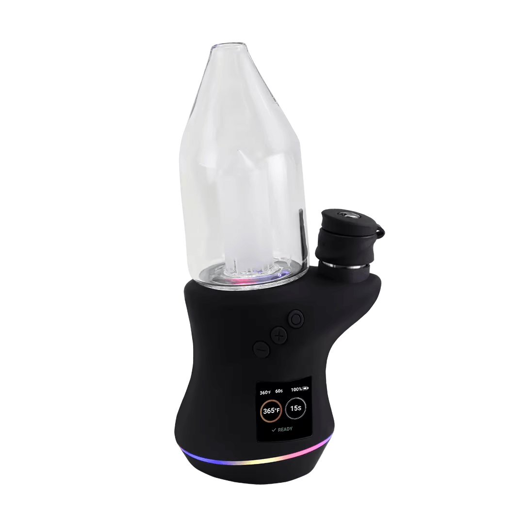 Focus V Carta 2 Smart Rig in sleek black design with a digital display, ideal for portable dabbing sessions.