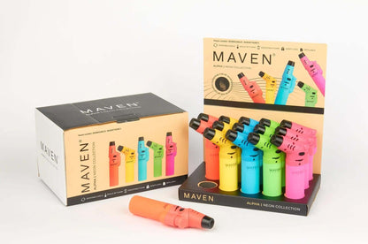 Maven Alpha Neon Torch collection in vibrant colors, showcasing precision and performance for dabbing and culinary tasks.