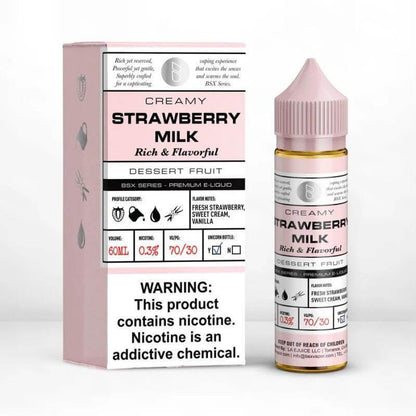 BSX Series Creamy Strawberry Milk 60ml e-liquid, rich and flavorful dessert fruit vape juice.