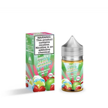 Frozen Fruit Monster Salt Nic 30ml Strawberry Lime Ice e-liquid with refreshing icy fruit flavors.