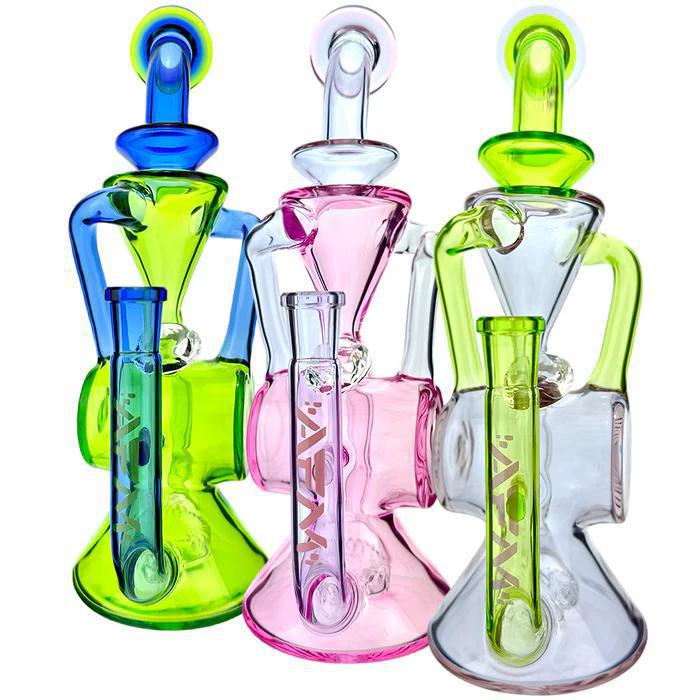 AFM Glass 10" Barrel Blaster Colored Glass Recycler Dab Rig TX108 14mm 90°