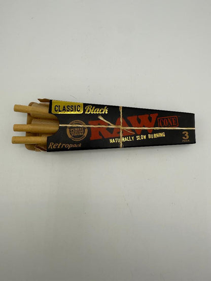 RAW Rolling Papers Classic Black Retro King Size Cones 6pc