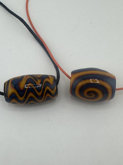 Crondo Glass Pendant -  Wig Wag worked Dread Bead