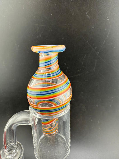 Filla John Line Worked Bubble Cap showcasing vibrant line work design for enhanced dabbing experience.