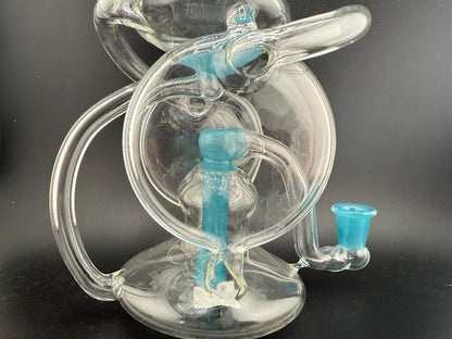 OG Badger 2.0 Teal & Clear Double Recycler 10mm 90°