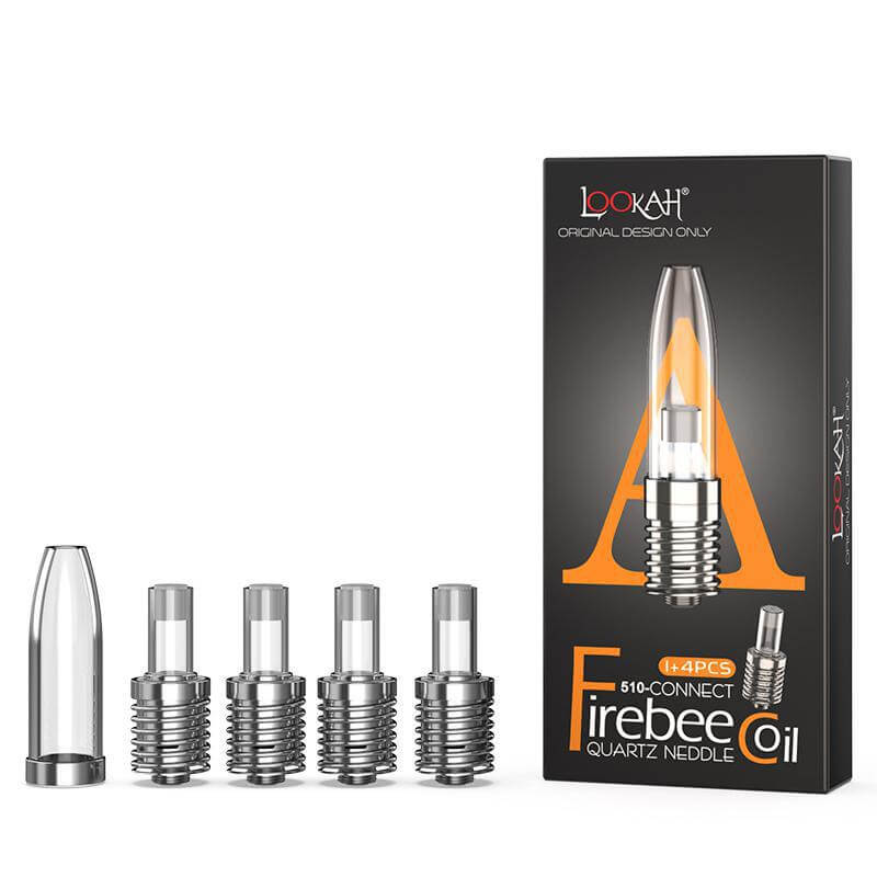 Lookah FIREBEE Quartz Tip Replacement kit with 4 quartz coil cups for 510 thread devices.