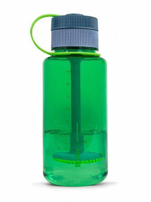 Puffco Budsy Water Bottle in green, designed for discreet use and portability for outdoor activities.