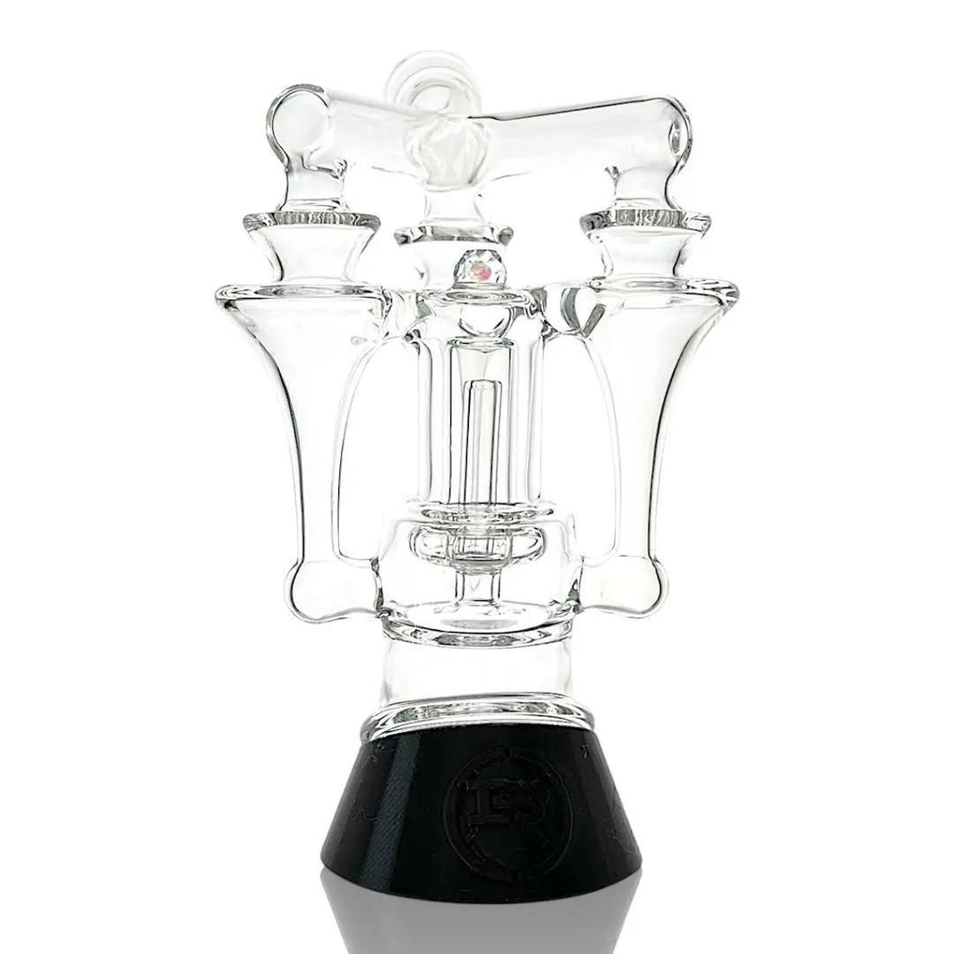Iridescent Glass Puffco Peak Attachment Glass Replacement - TriBr for Puffco Peak, 7 inches tall with triple funnel.