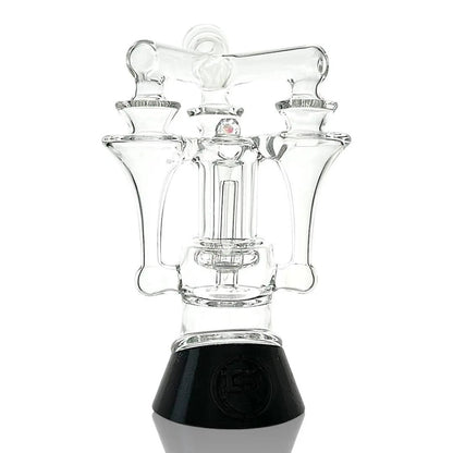 Iridescent Glass Puffco Peak Attachment Glass Replacement - TriBr for Puffco Peak, 7 inches tall with triple funnel.