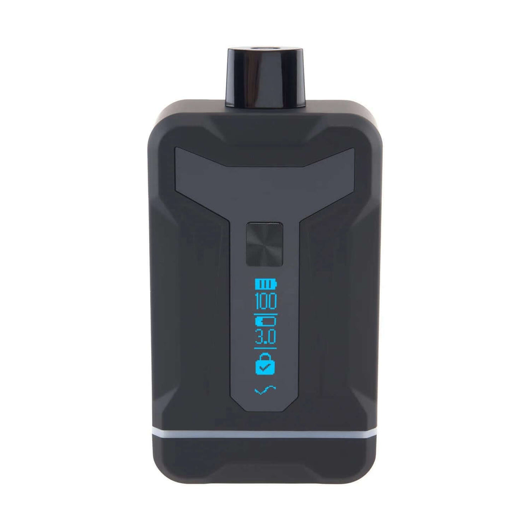 Ooze Duet 510 Battery with digital screen, voltage control, and airflow switches for dual cartridge use.