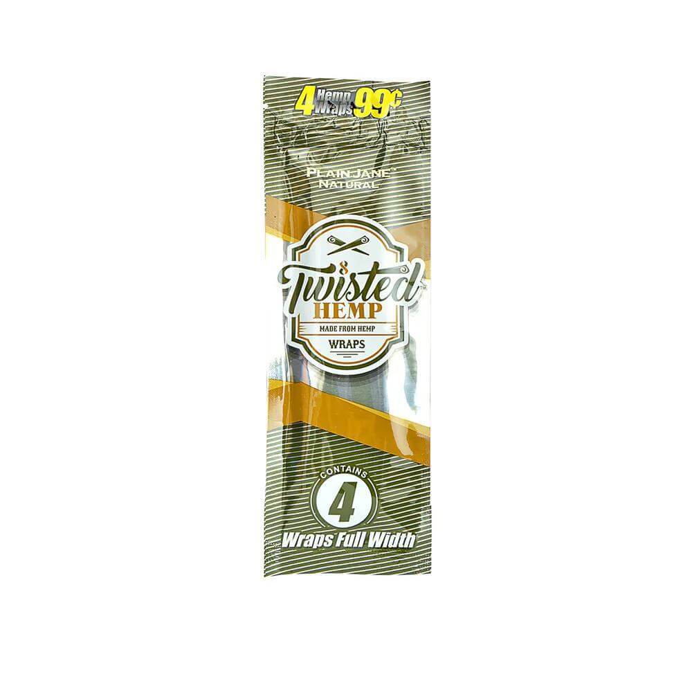 Twisted Hemp Hemp Wraps 4pc pack showcasing premium tobacco-free hemp wraps in stylish packaging.