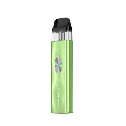 Vaporesso XROS 4 Mini in green color, featuring a sleek design and top-filling 3mL pod for enhanced vaping experience.