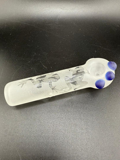 Danny W Glass Etched hand Pipe / Spoon - Frog